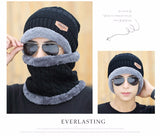 2017 Winter Beanie Unisex (Women/Men) Fashion Solid Fur Wool Lining Thick Warm Knit Winter Hat Cap Scarf Sets Skullies Bonnet Scarf Sets