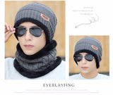 2017 Winter Beanie Unisex (Women/Men) Fashion Solid Fur Wool Lining Thick Warm Knit Winter Hat Cap Scarf Sets Skullies Bonnet Scarf Sets