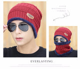 2017 Winter Beanie Unisex (Women/Men) Fashion Solid Fur Wool Lining Thick Warm Knit Winter Hat Cap Scarf Sets Skullies Bonnet Scarf Sets